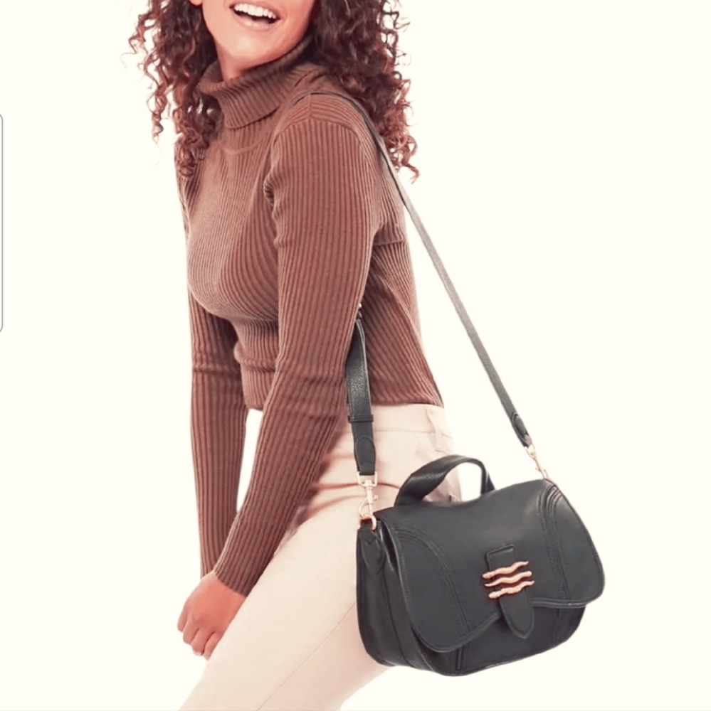 AIMEE KESTENBERG Saddle Bag Crossbody Snake Top Handle Convertible Blus Bronze